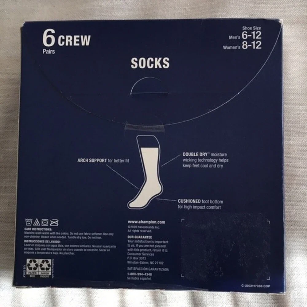 Champion Men's Crew Socks - 6 Pack White